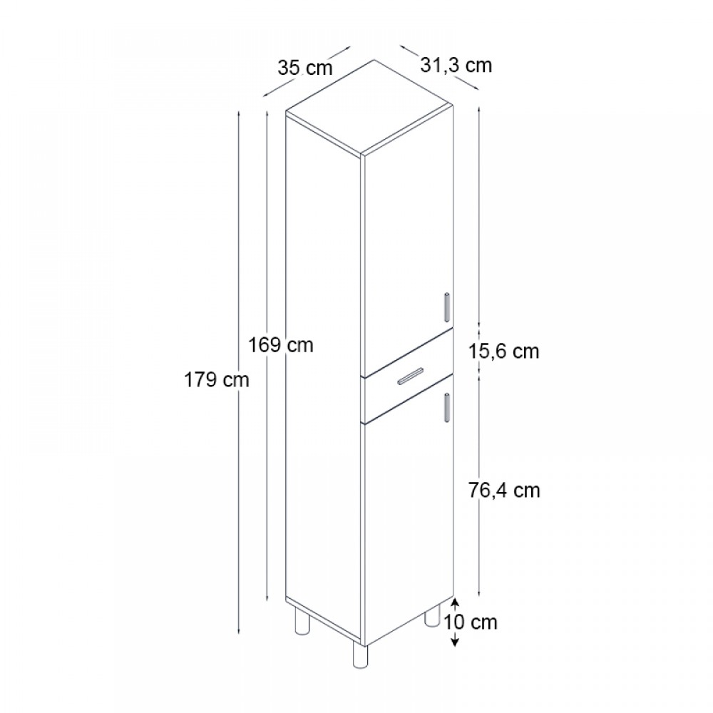 Ντουλάπι κουζίνας - μπάνιου Selina Megapap χρώμα sapphire oak 35x31x179εκ.