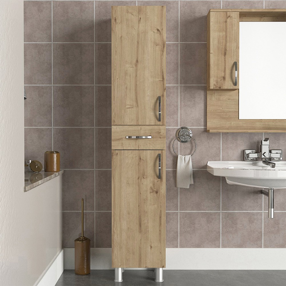 Ντουλάπι κουζίνας - μπάνιου Selina Megapap χρώμα sapphire oak 35x31x179εκ.