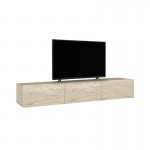 Έπιπλο τηλεόρασης επιτοίχιο Damla Megapap με LED χρώμα travertine 180x29,5x29,5εκ.