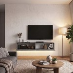 Έπιπλο τηλεόρασης επιτοίχιο Aristo Megapap με LED χρώμα γκρι σκυροδέματος 135x31,6x25εκ.