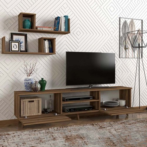 Έπιπλο τηλεόρασης Seddra Megapap χρώμα καρυδί 180x31,5x45εκ.
