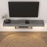 Έπιπλο τηλεόρασης επιτοίχιο Albares Megapap με LED χρώμα γκρι σκυροδέματος 150x29,6x22εκ.