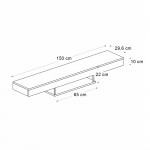 Έπιπλο τηλεόρασης επιτοίχιο Albares Megapap με LED χρώμα travertine 150x29,6x22εκ.