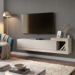 Έπιπλο τηλεόρασης επιτοίχιο Volare Megapap χρώμα sandstone - travertine 150x29,6x38,6εκ.