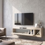 Έπιπλο τηλεόρασης επιτοίχιο Volare Megapap χρώμα sandstone - travertine 150x29,6x38,6εκ.