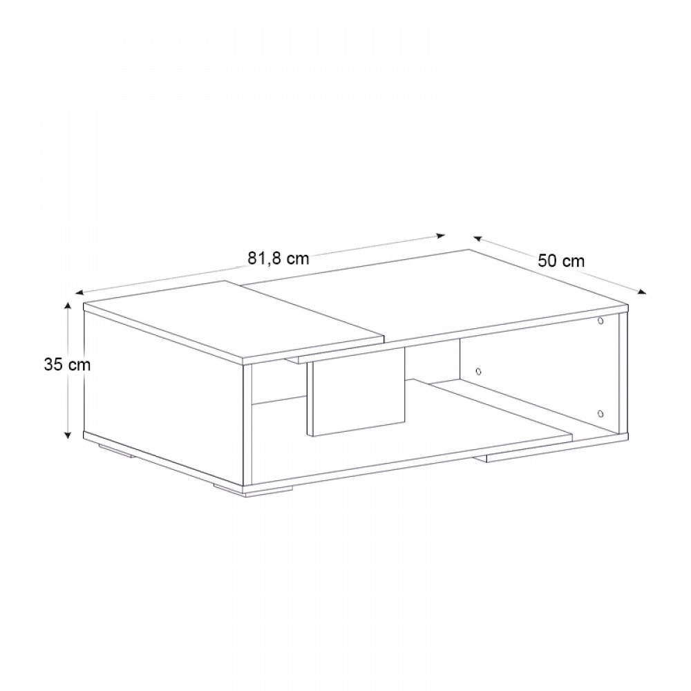 Τραπεζάκι σαλονιού Mareta Megapap χρώμα λευκό εφέ μαρμάρου - sapphire oak 81,8x50x35εκ.