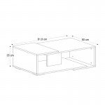 Τραπεζάκι σαλονιού Mareta Megapap χρώμα μαύρο εφέ μαρμάρου - καρυδί 81,8x50x35εκ.