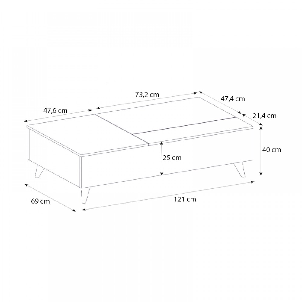 Τραπεζάκι σαλονιού Roy Megapap με σερβιτόρο χρώμα λευκό εφέ μαρμάρου 121x69x40εκ.