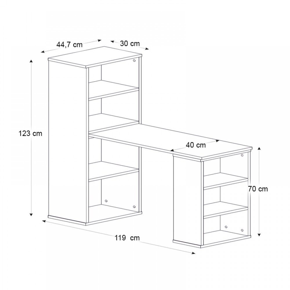 Γραφείο εργασίας πολυμορφικό Last Megapap χρώμα sapphire oak 119x44,7x123εκ.
