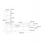 Σύνθεση τηλεόρασης Simal Megapap με LED χρώμα ανθρακί - sepet oak 168,2x31,3x120εκ.