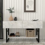 Κονσόλα Aron Megapap χρώμα λευκό εφέ μαρμάρου 138,8x41x75,7εκ.