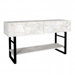 Κονσόλα Aron Megapap χρώμα λευκό εφέ μαρμάρου 138,8x41x75,7εκ.