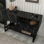 Κονσόλα Aron Megapap χρώμα μαύρο εφέ μαρμάρου 138,8x41x75,7εκ.