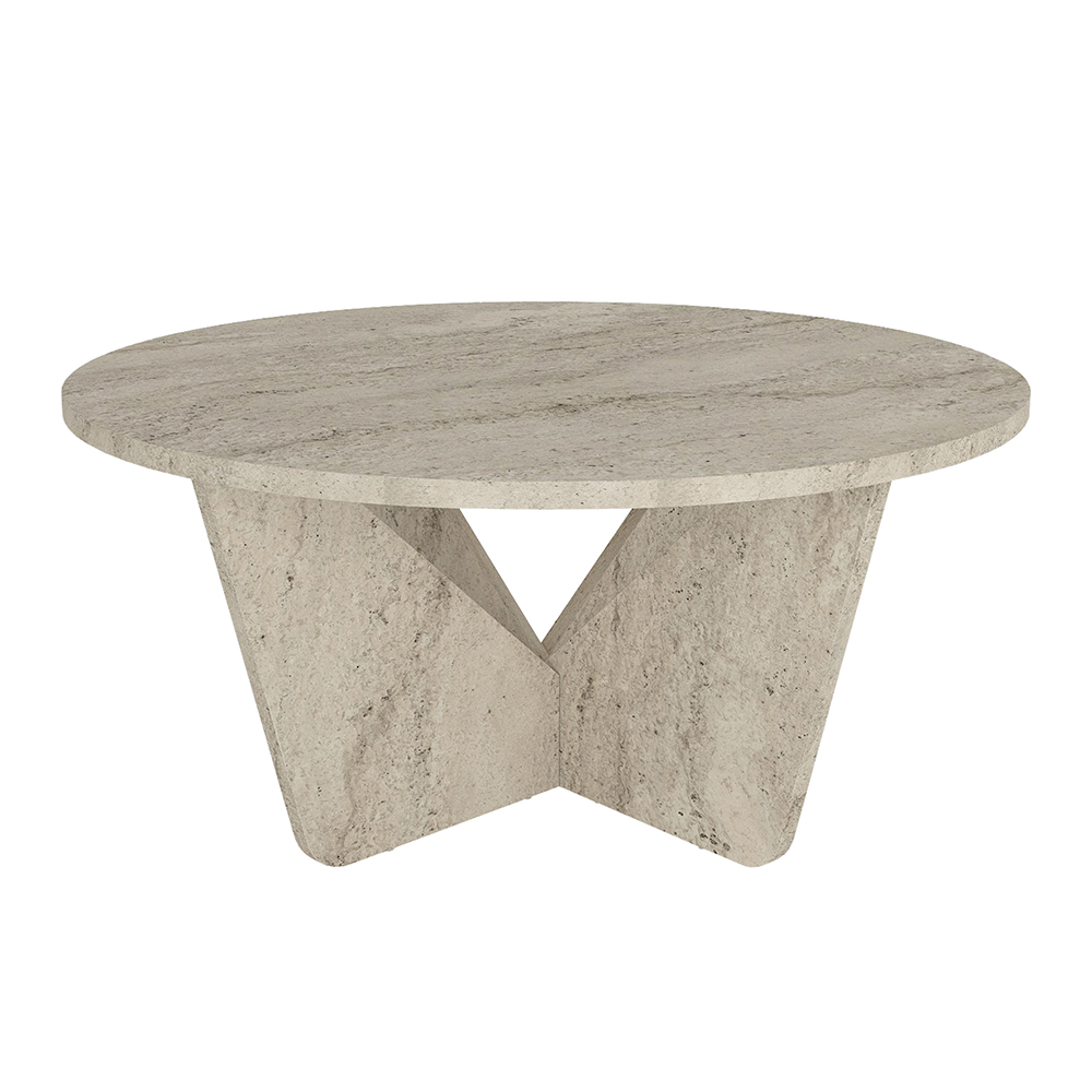 Τραπεζάκι σαλονιού Lagerta Megapap χρώμα travertine Ø75x35εκ.