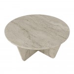 Τραπεζάκι σαλονιού Lagerta Megapap χρώμα travertine Ø75x35εκ.