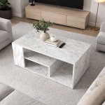 Τραπεζάκι σαλονιού Abdera Megapap χρώμα λευκό εφέ μαρμάρου 110x60x42εκ.