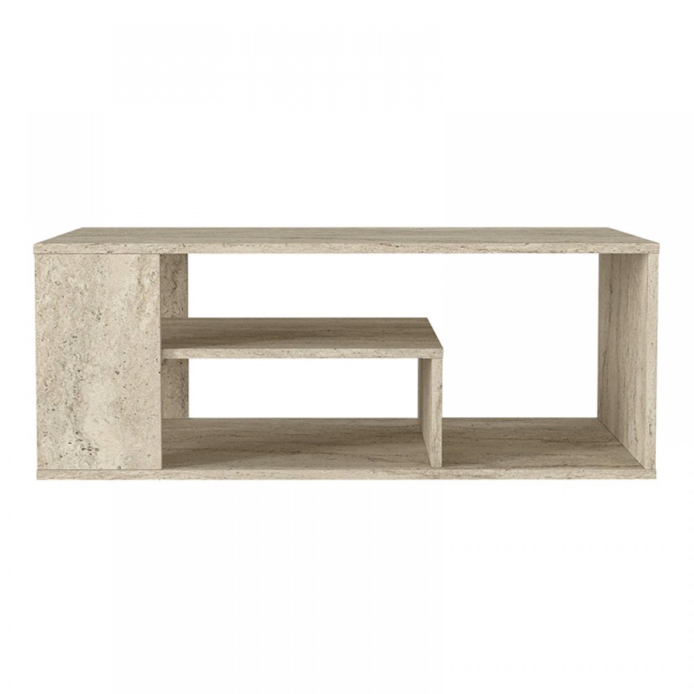 Τραπεζάκι σαλονιού Abdera Megapap χρώμα travertine 110x60x42εκ.