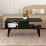 Τραπεζάκι σαλονιού Andros Megapap χρώμα μαύρο - μαύρο εφέ μαρμάρου 90x54x39,6εκ.