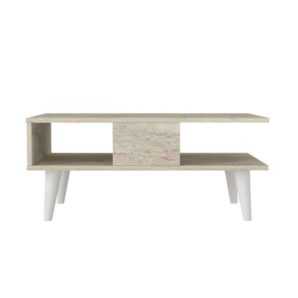 Τραπεζάκι σαλονιού Andros Megapap χρώμα travertine 90x54x39,6εκ.