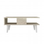 Τραπεζάκι σαλονιού Andros Megapap χρώμα travertine 90x54x39,6εκ.