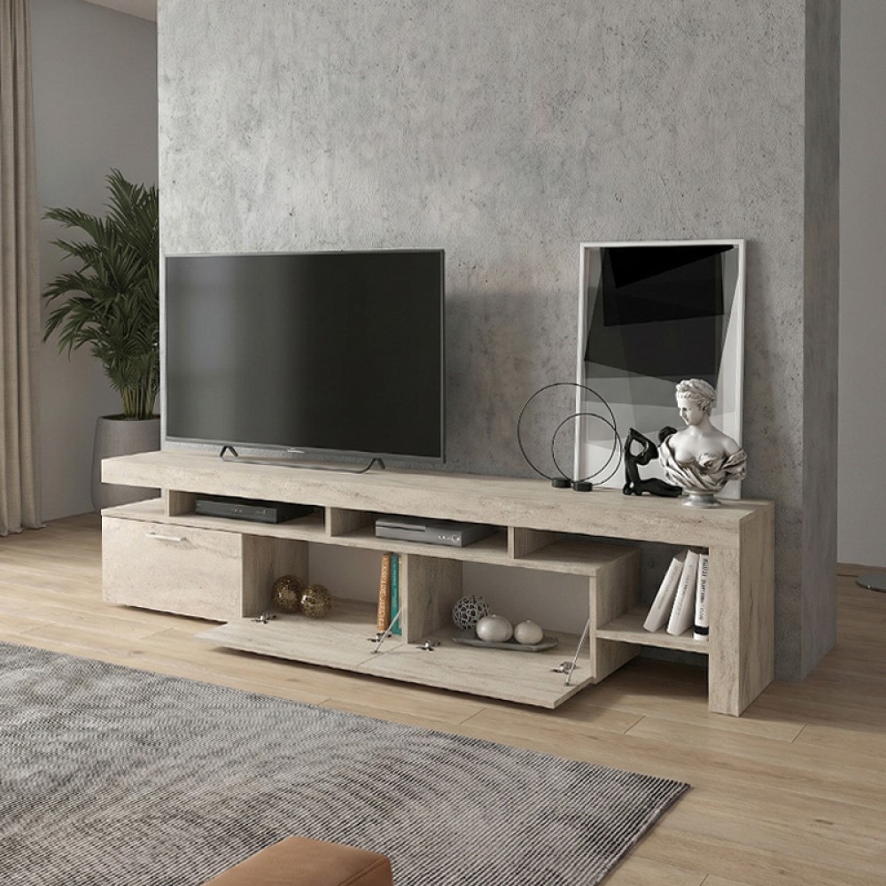 Έπιπλο τηλεόρασης Acnes Megapap χρώμα travertine 220x40x52εκ.