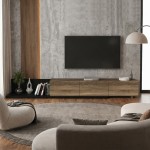 Έπιπλο τηλεόρασης Enstey Megapap επεκτεινόμενο χρώμα μαύρο - καρυδί 260x41,8x33,5εκ.