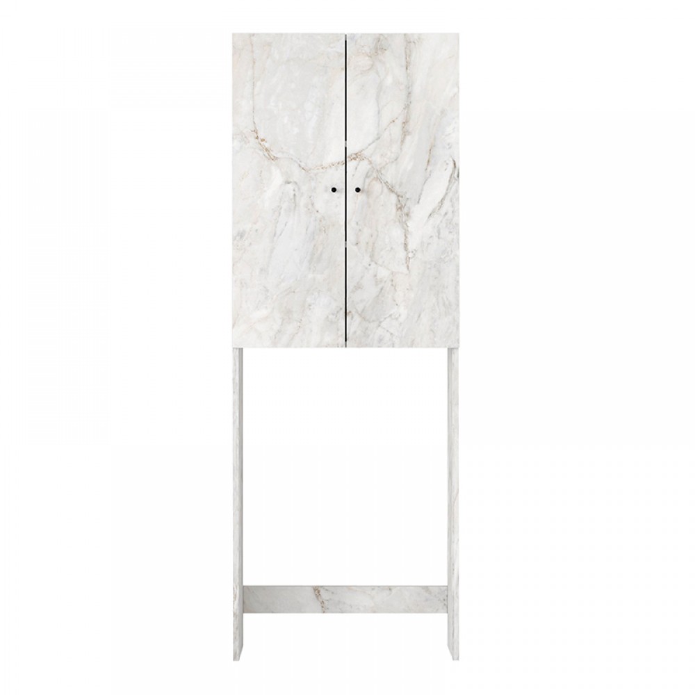 Έπιπλο πλυντηρίου Romme Megapap χρώμα λευκό εφέ μαρμάρου 65x27,1x180εκ.