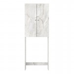 Έπιπλο πλυντηρίου Romme Megapap χρώμα λευκό εφέ μαρμάρου 65x27,1x180εκ.