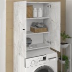 Έπιπλο πλυντηρίου Romme Megapap χρώμα λευκό εφέ μαρμάρου 65x27,1x180εκ.