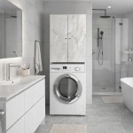 Έπιπλο πλυντηρίου Romme Megapap χρώμα λευκό εφέ μαρμάρου 65x27,1x180εκ.