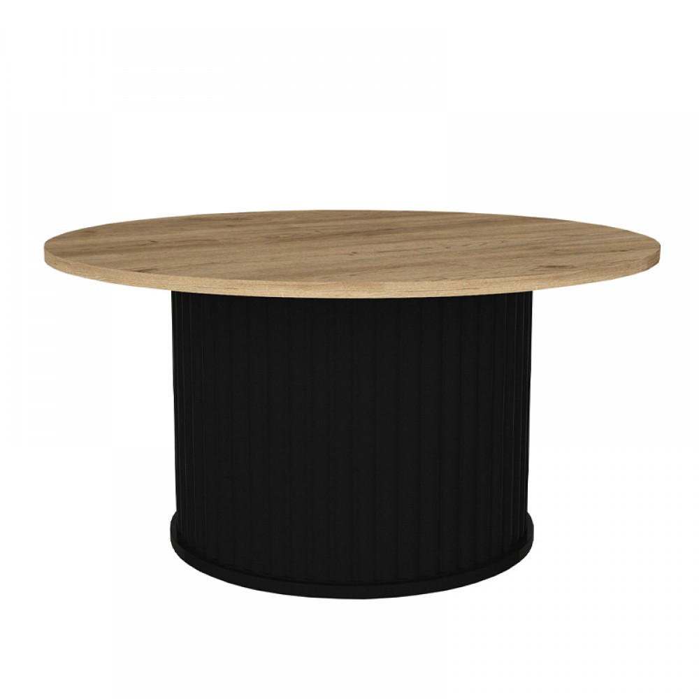 Τραπεζάκι σαλονιού Bohema Megapap χρώμα μαύρο - sepet oak Ø85x43,2εκ.