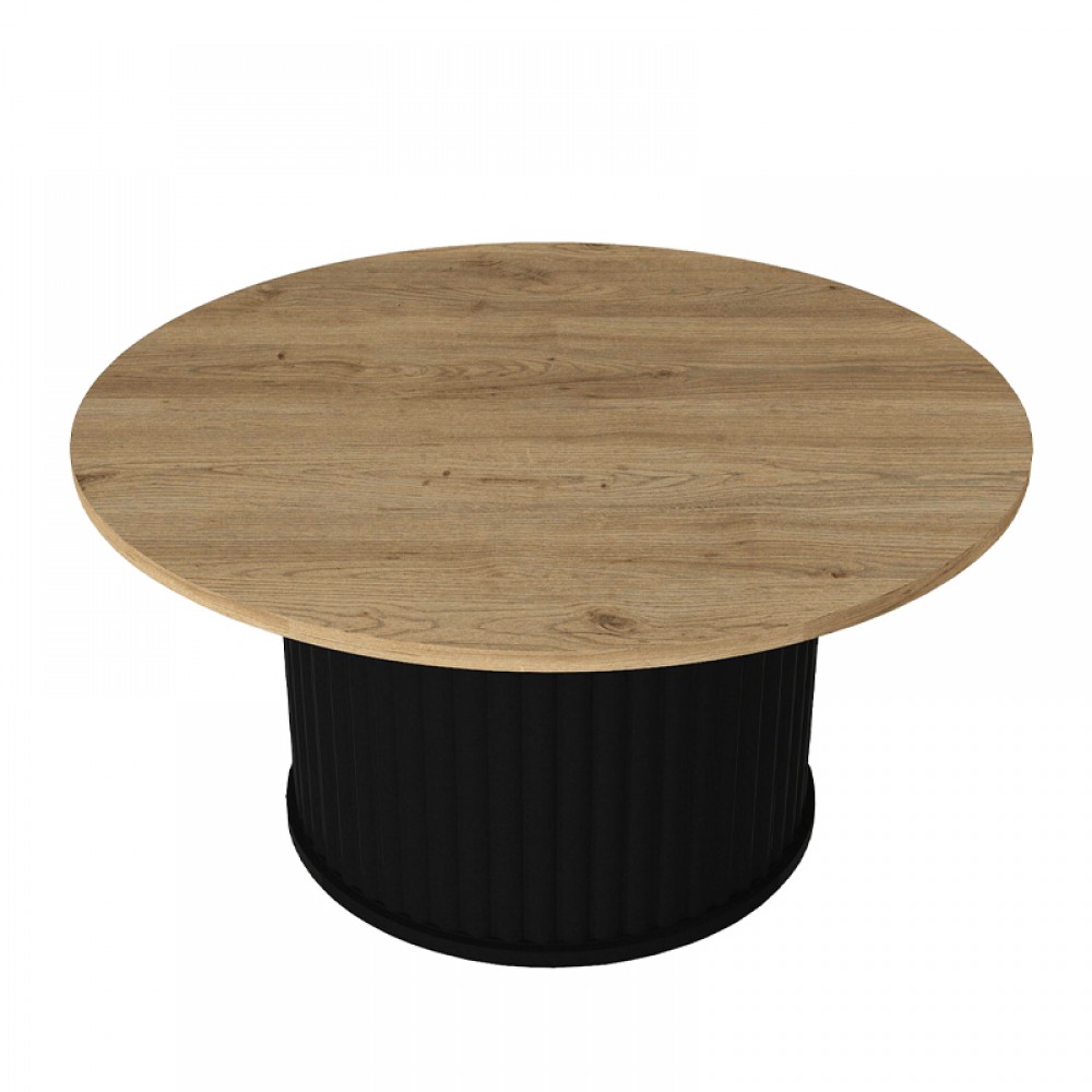 Τραπεζάκι σαλονιού Bohema Megapap χρώμα μαύρο - sepet oak Ø85x43,2εκ.