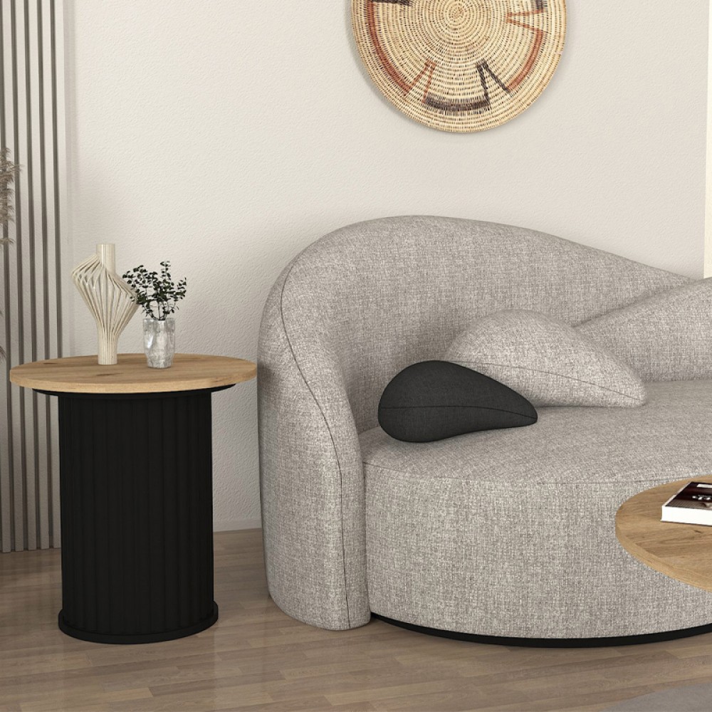 Τραπεζάκι βοηθητικό Bohema Megapap χρώμα μαύρο - sepet oak Ø50x53,2εκ.