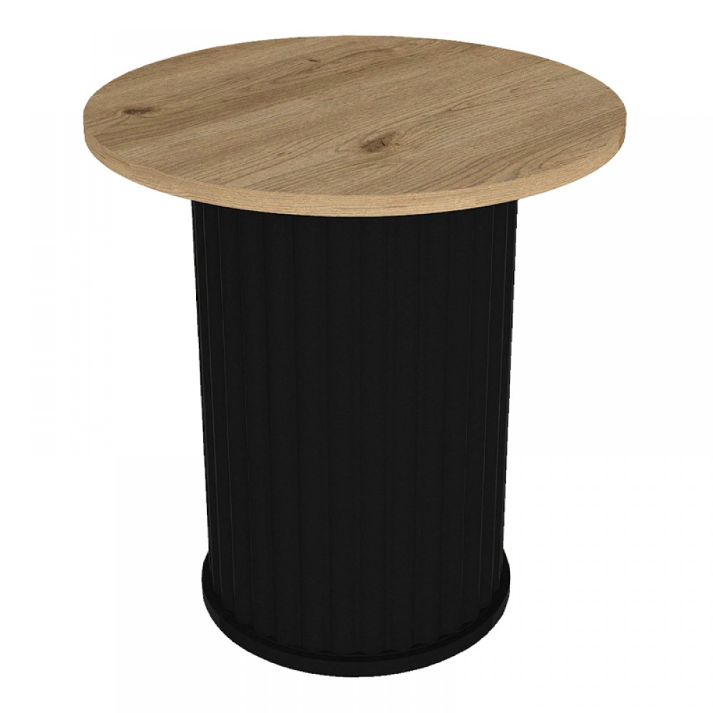 Τραπεζάκι βοηθητικό Bohema Megapap χρώμα μαύρο - sepet oak Ø50x53,2εκ.