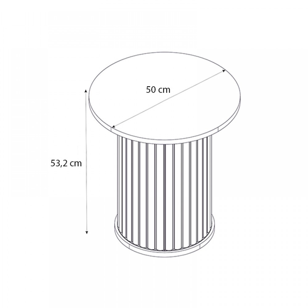 Τραπεζάκι βοηθητικό Bohema Megapap χρώμα μαύρο - sepet oak Ø50x53,2εκ.