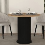 Τραπέζι Bohema Megapap χρώμα μαύρο - sepet oak Ø90x77,7εκ.