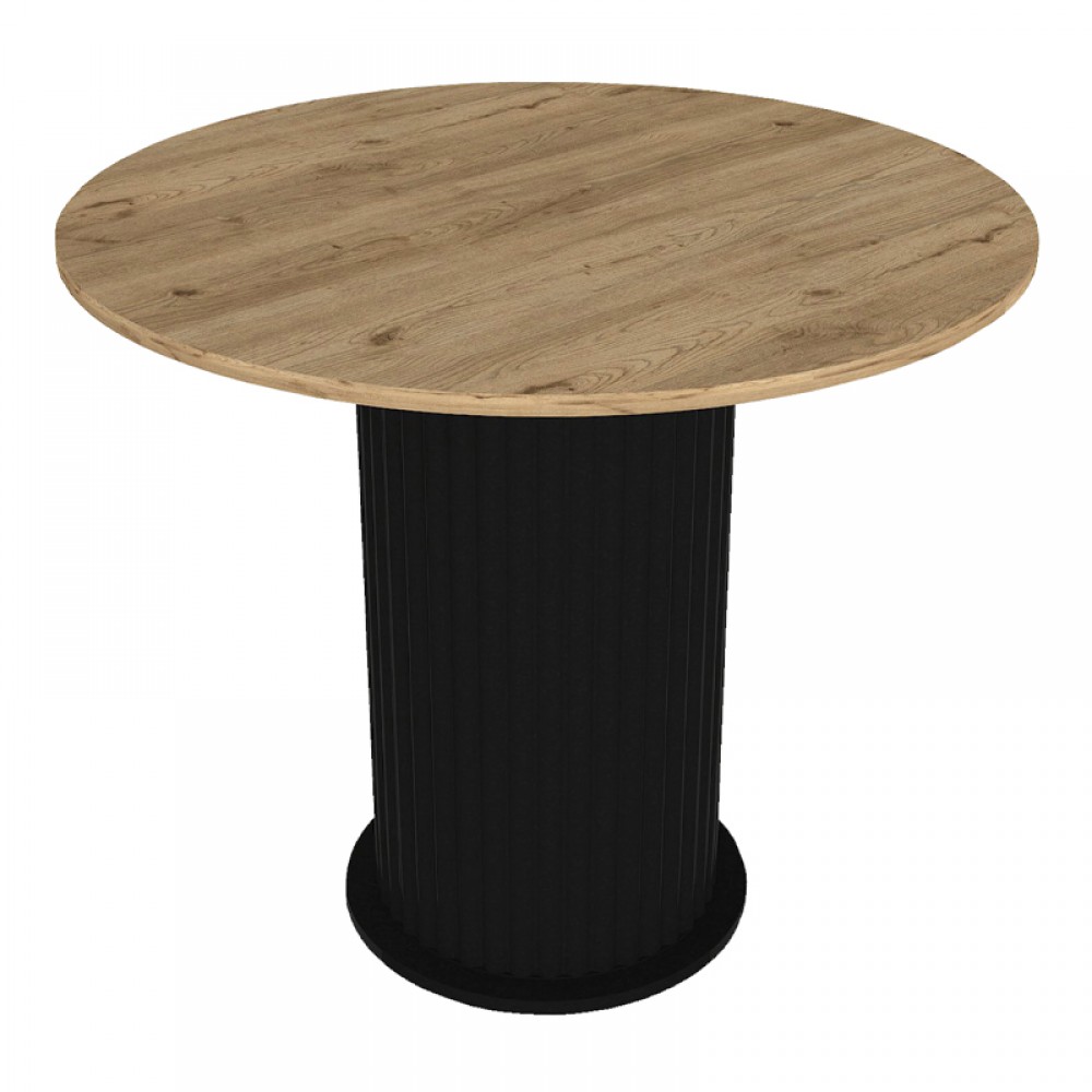 Τραπέζι Bohema Megapap χρώμα μαύρο - sepet oak Ø90x77,7εκ.