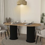 Τραπέζι Bohema Megapap χρώμα μαύρο - sepet oak 180x90x77,7εκ.