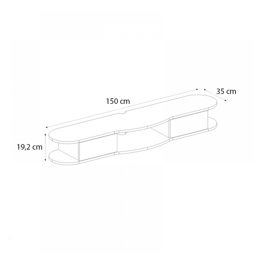 Έπιπλο τηλεόρασης επιτοίχιο Noland Megapap με LED χρώμα rota oak 150x35x19,2εκ.