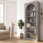 Βιβλιοθήκη Voila Megapap χρώμα γκρι σκυροδέματος 74x35x180εκ.