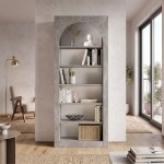 Βιβλιοθήκη Voila Megapap χρώμα γκρι σκυροδέματος 74x35x180εκ.