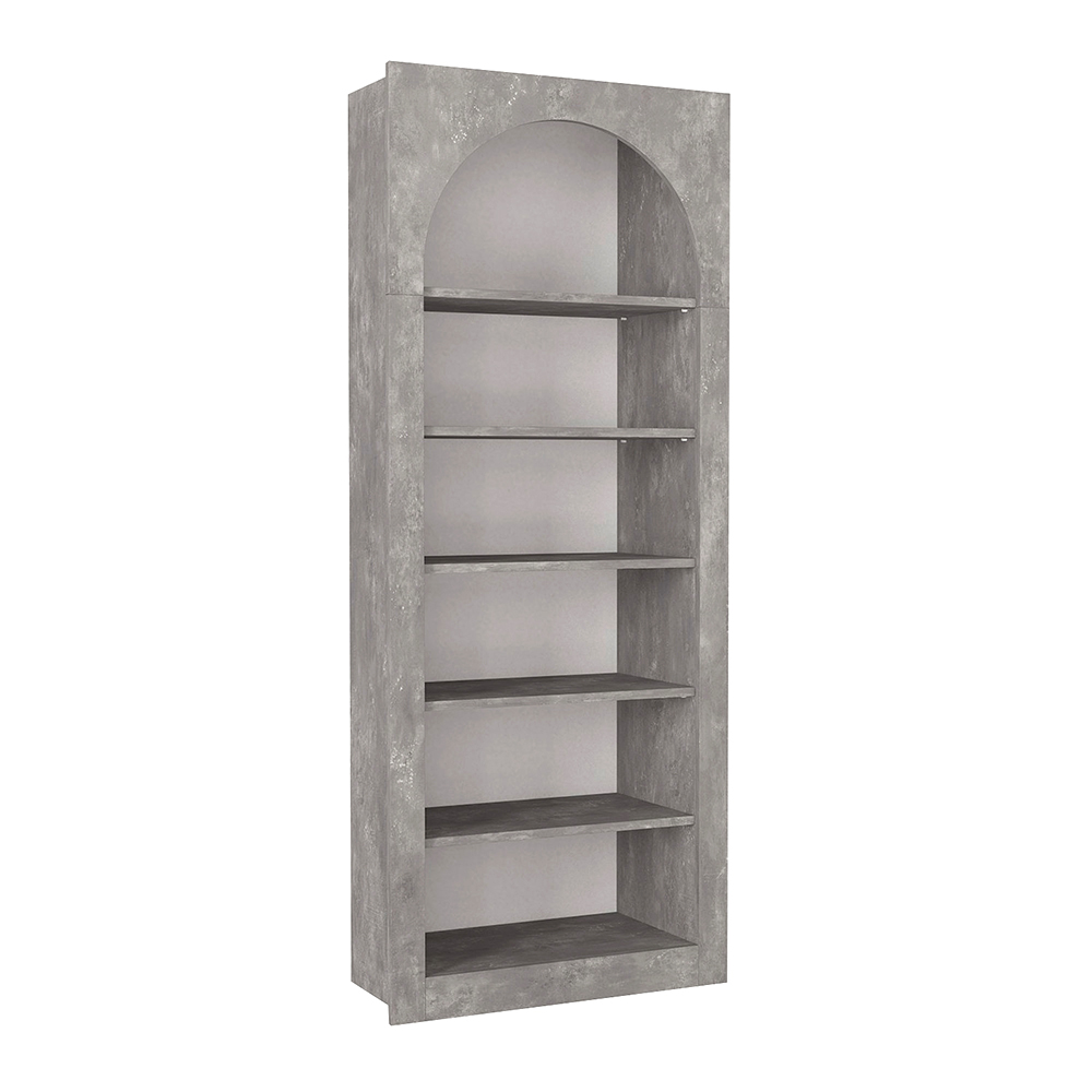 Βιβλιοθήκη Voila Megapap χρώμα γκρι σκυροδέματος 74x35x180εκ.