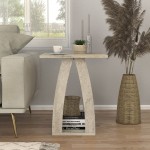 Τραπεζάκι βοηθητικό - Κομοδίνο Deros Megapap χρώμα travertine 45x45x56εκ.