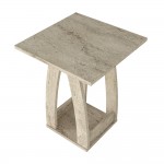 Τραπεζάκι βοηθητικό - Κομοδίνο Deros Megapap χρώμα travertine 45x45x56εκ.