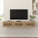Έπιπλο τηλεόρασης επιτοίχιο Samuel Megapap χρώμα sapphire oak 180x31,4x28,6εκ.