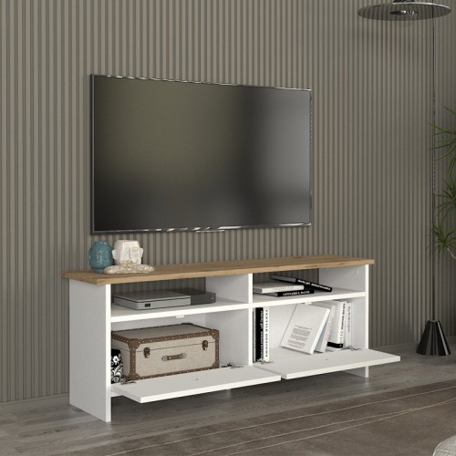 Έπιπλο τηλεόρασης Gradias Megapap χρώμα λευκό - sapphire oak 120x29,6x46,8εκ.