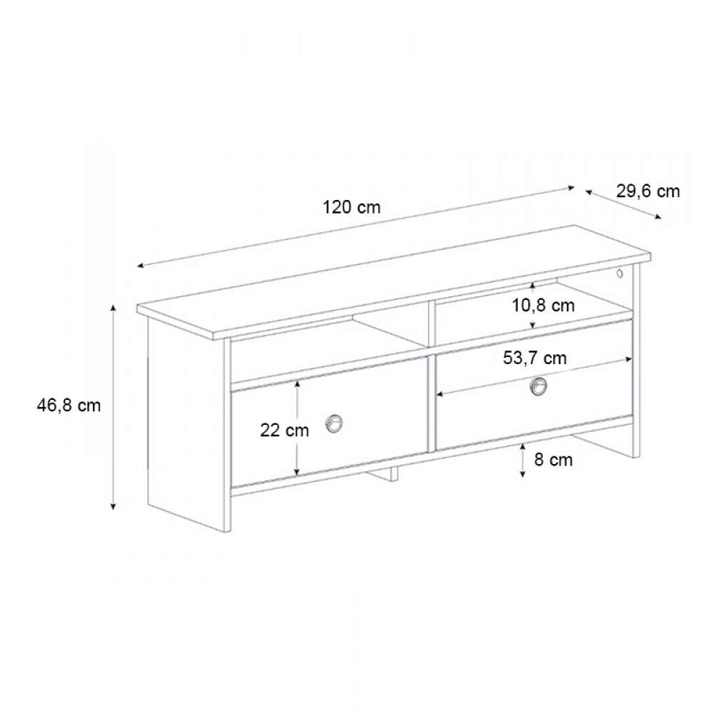 Έπιπλο τηλεόρασης Gradias Megapap χρώμα λευκό - sapphire oak 120x29,6x46,8εκ.