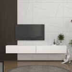 Έπιπλο τηλεόρασης επιτοίχιο Espanse Megapap χρώμα λευκό 241,8x31,7x30εκ.