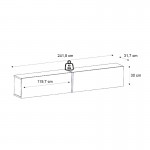 Έπιπλο τηλεόρασης επιτοίχιο Espanse Megapap χρώμα λευκό 241,8x31,7x30εκ.