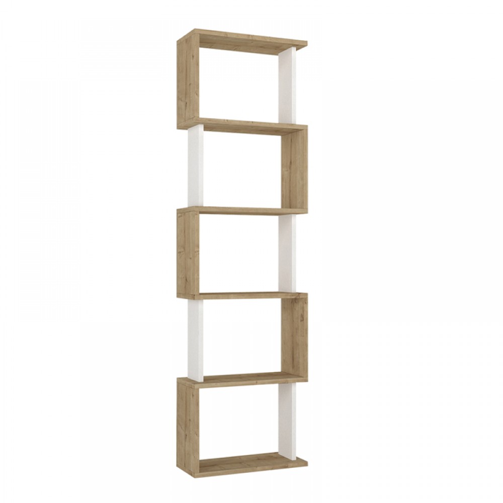 Βιβλιοθήκη Alvina Megapap χρώμα sapphire oak - λευκό 45x19,6x158,8εκ.